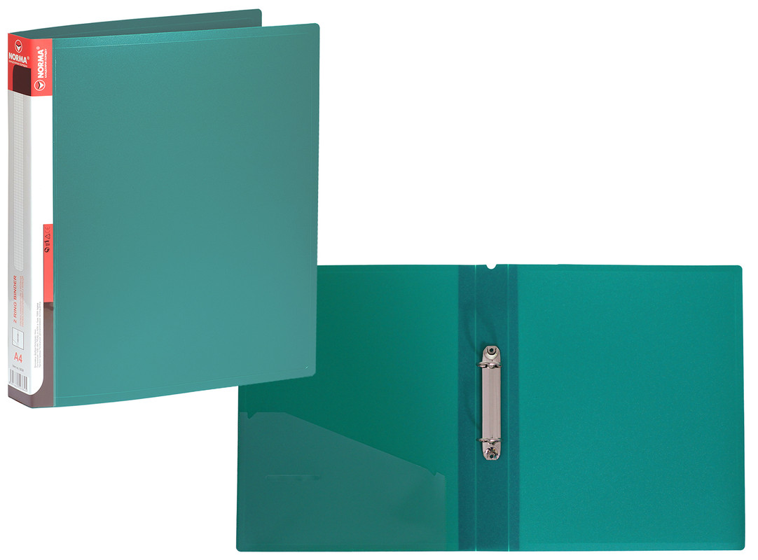 Папка на кільцях NORMA (5038-04N), на 2 кільця, PP, 700мкм, A4 з кишенею, зелена